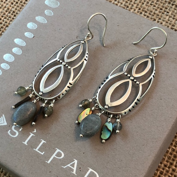 Silpada Silver Infinity Abalone Gemstone Earrings - Picture 3 of 4